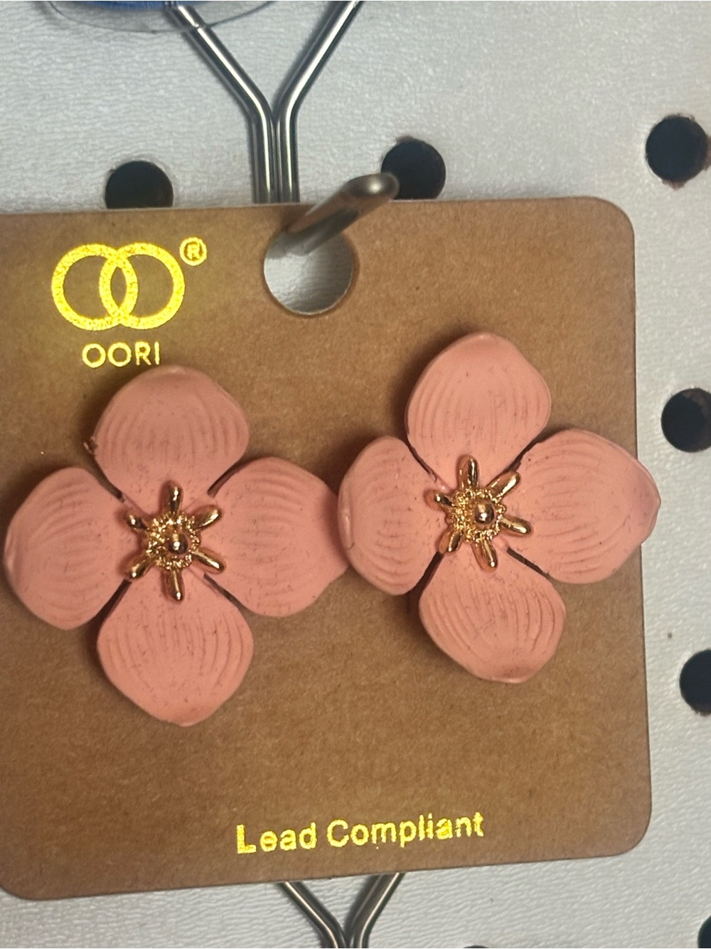 Oori Pink Floral Stud Earrings - Gold Center